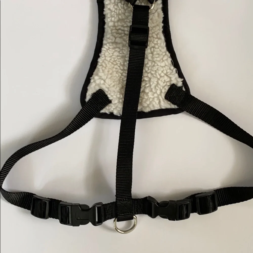Dog Harness Fleece Gray Black size Large